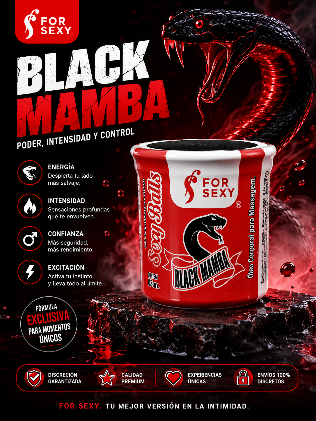 Sexy Balls Black Mamba X 3 Bolas (Calienta y Enfría)