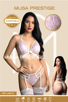 Lencería LMB 12 BLANCO ENCAJE ROSADO