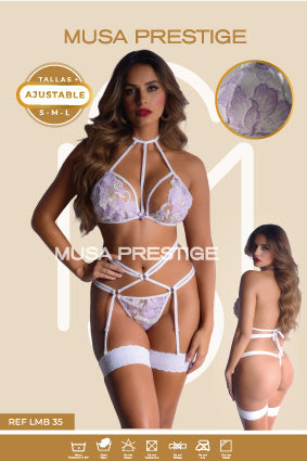 Lencería LMB 35 BLANCO ENCAJE LILA