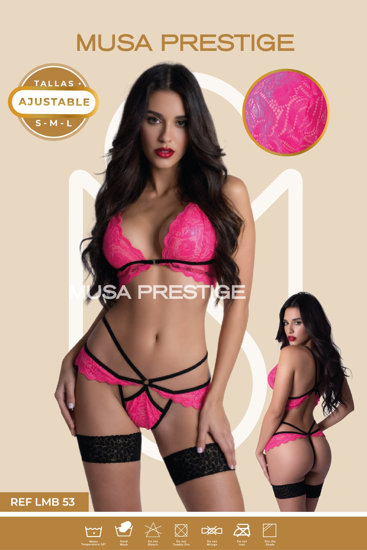 Lencería LMB 53 FUCSIA Y NEGRO