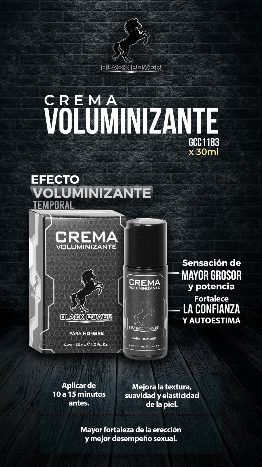 CREMA VOLUMINIZANTE X 30 ML BLACK POWER