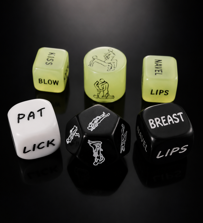 Juego de Dados Dodecaedro De Posiciones Sexuales (Disponible color: Blanco y Negro) (Material: Acrílico-Tamaño 2.4 cm. Tiene 12 caras)