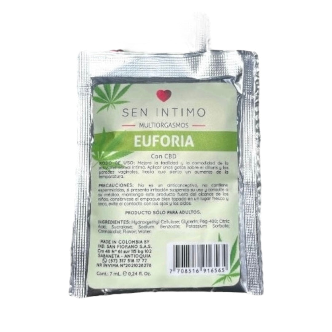 Lub. Multiorgasmos Euforia con CBD Sachet 7ml Sen Íntimo (Unidad) PRECIO PUBLICO  10.500