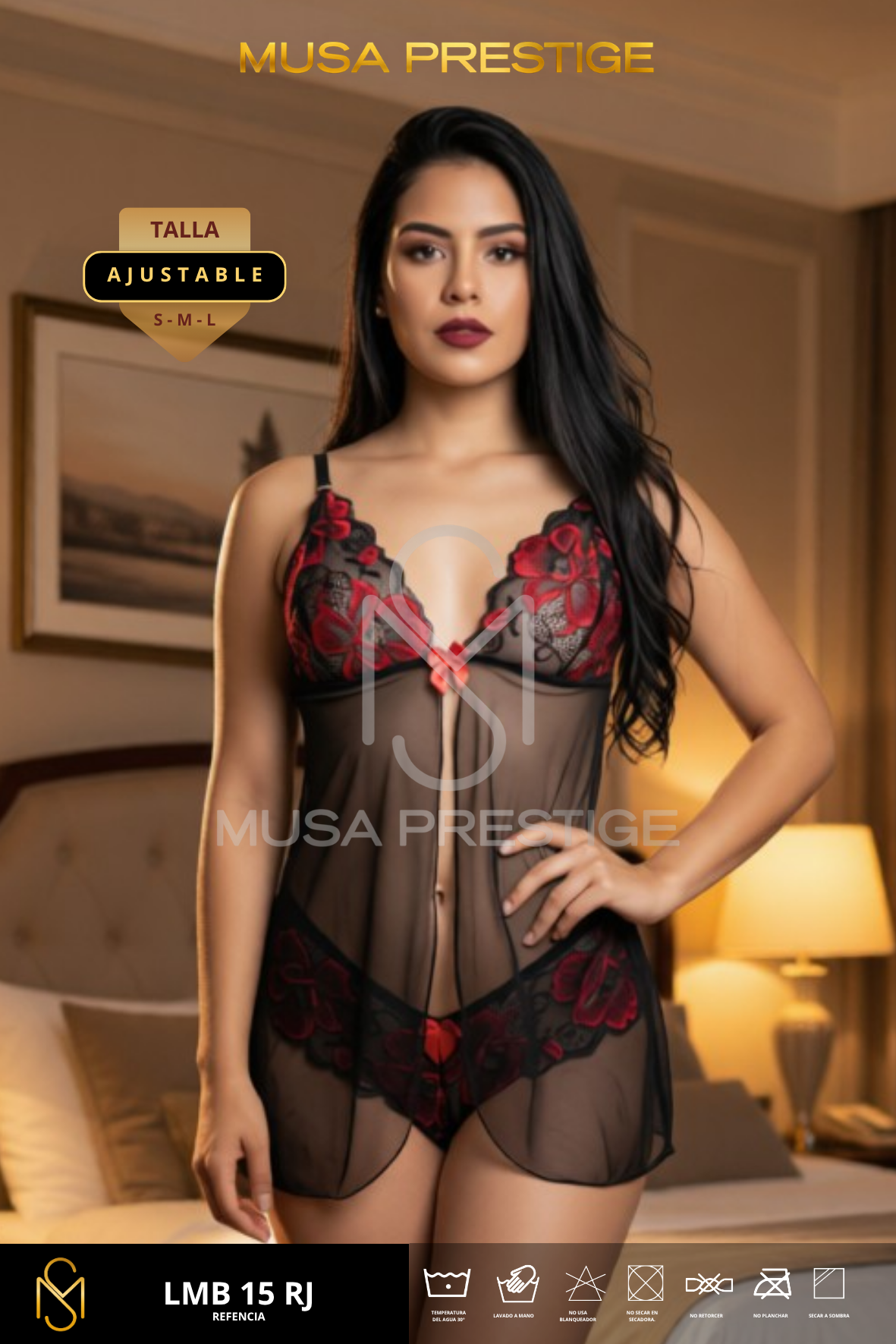 Lencería LMB 15 NEGRO ENCAJE ROJO