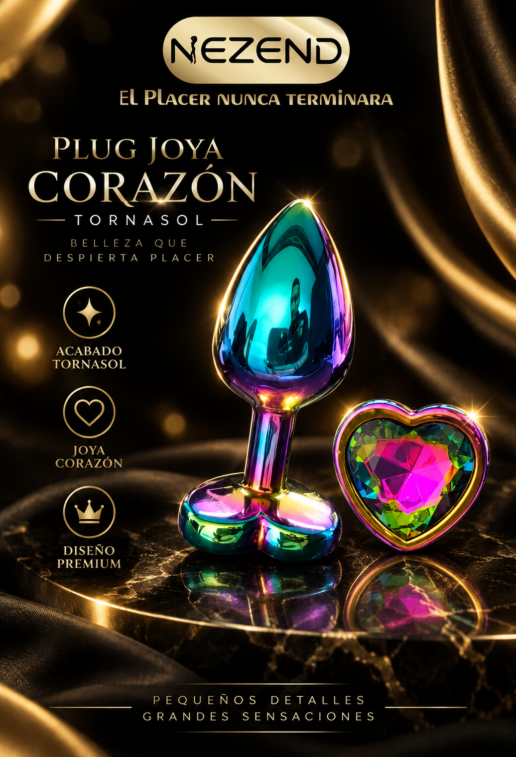 PLUG JOYA CORAZON TORNASOL TALLA M