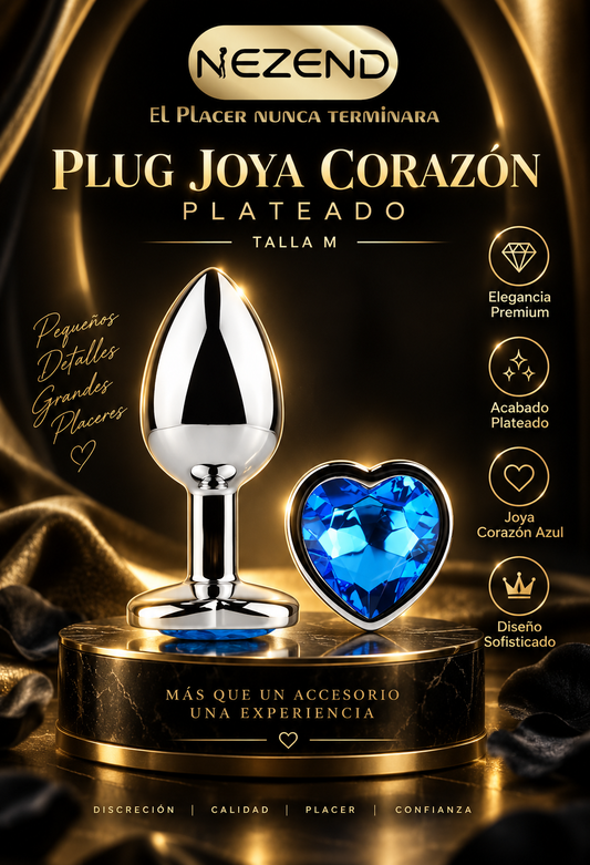 PLUG JOYA CORAZON PLATEADO TALLA M