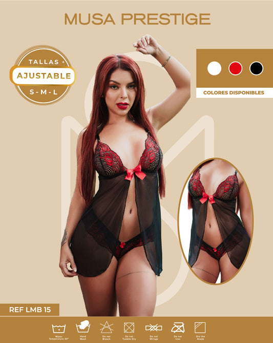 Lencería LMB 15 NEGRO ENCAJE ROJO