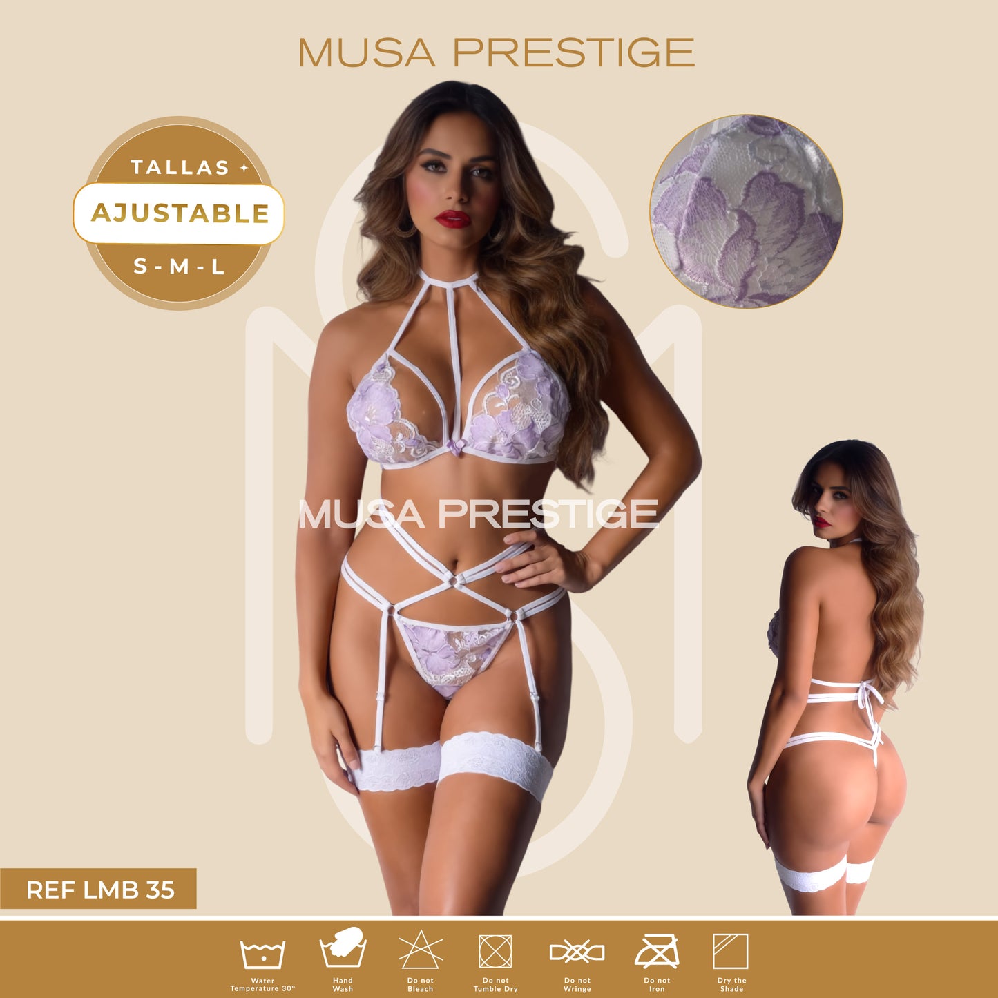 Lencería LMB 35 BLANCO ENCAJE LILA