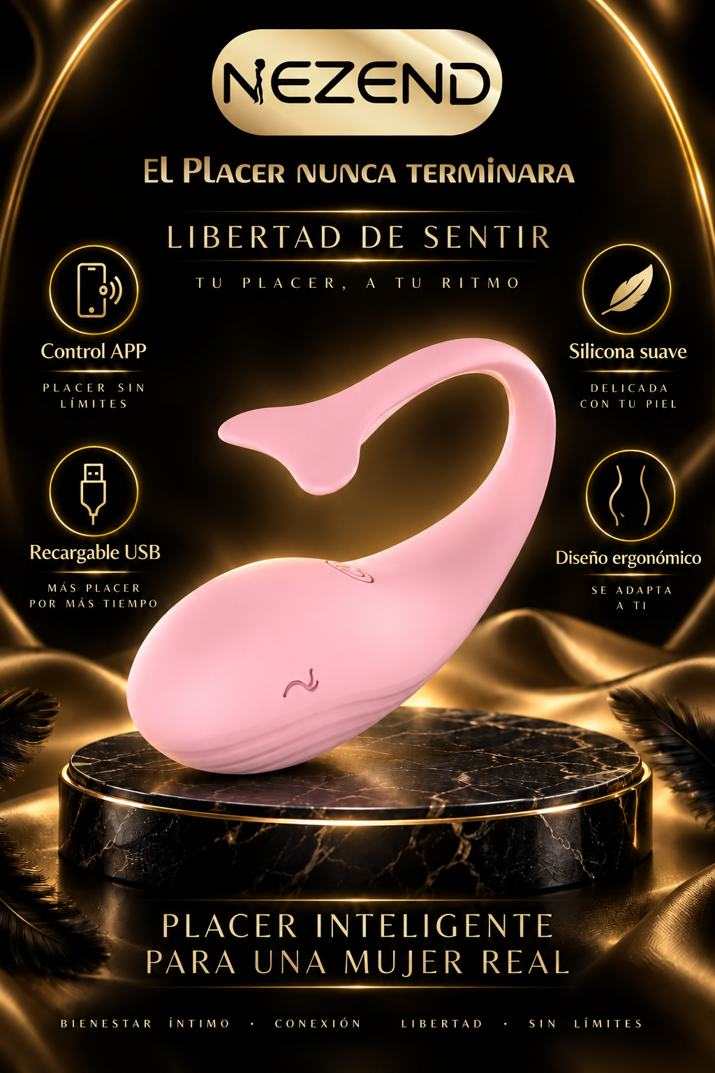 Vibrador Ballena APP Tamaño del producto: 95*85*35 mm