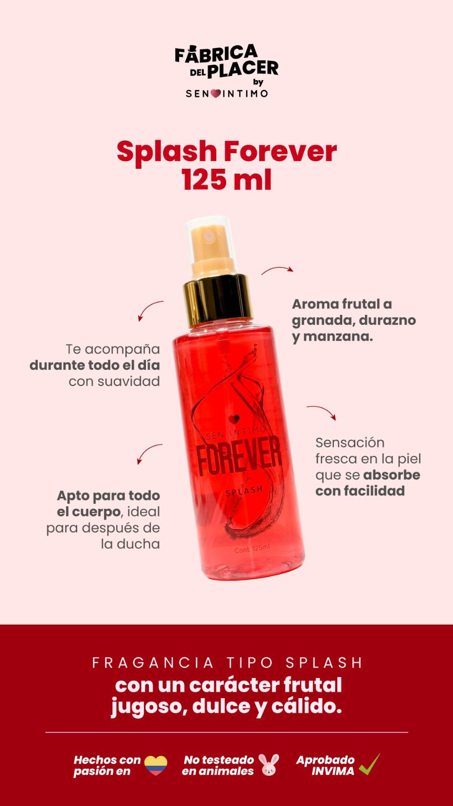 Splash Con Pheromonas Forever  x 125ml Sen Intimo (Precio Sugerido Al Publico 29.900) (Copia)