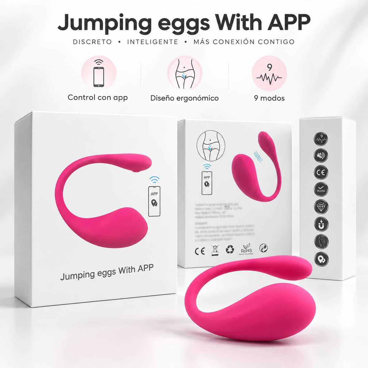 Vibrador Jumping Egg APP INTERNACIONAL Tamaño del producto: 95*85*35 mm